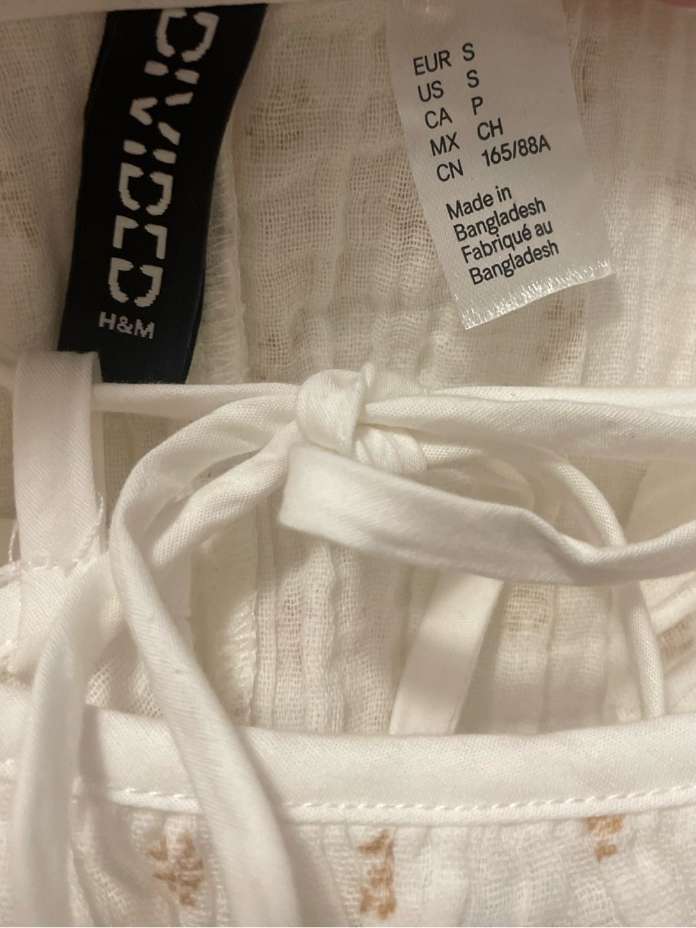 H&M DIVIDED White Gauze Seersucker Spaghetti-Strap Maxi Dress - Picture 8 of 9